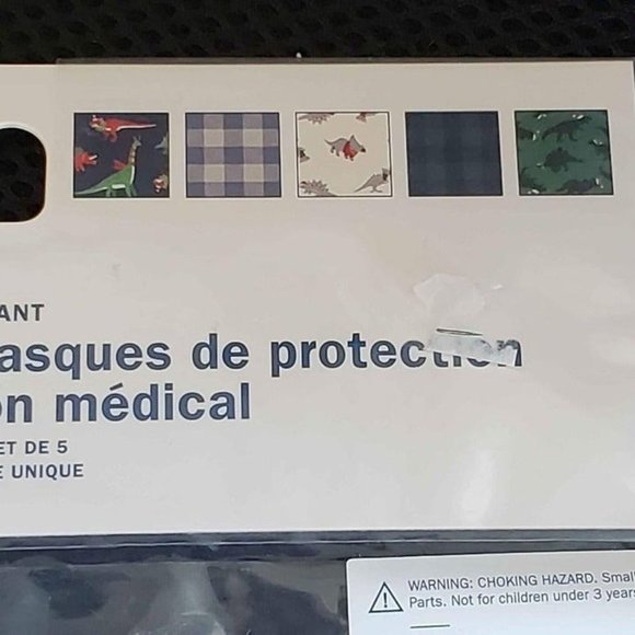 Lot of 15 Kids‎ Youth Size Christmas Face Masks Dinosaur Plaid Cotton - Picture 8 of 11